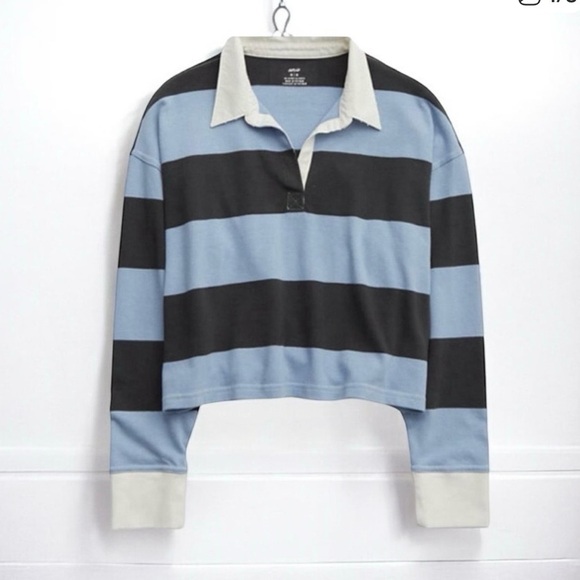 aerie Tops - Aerie NWT Cropped Striped Oversized Rugby Shirt Medium